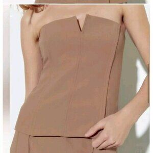 NWT ZARA WOMEN'S SEAMED BUSTIER TOP Brown SIZE XS  2935/948